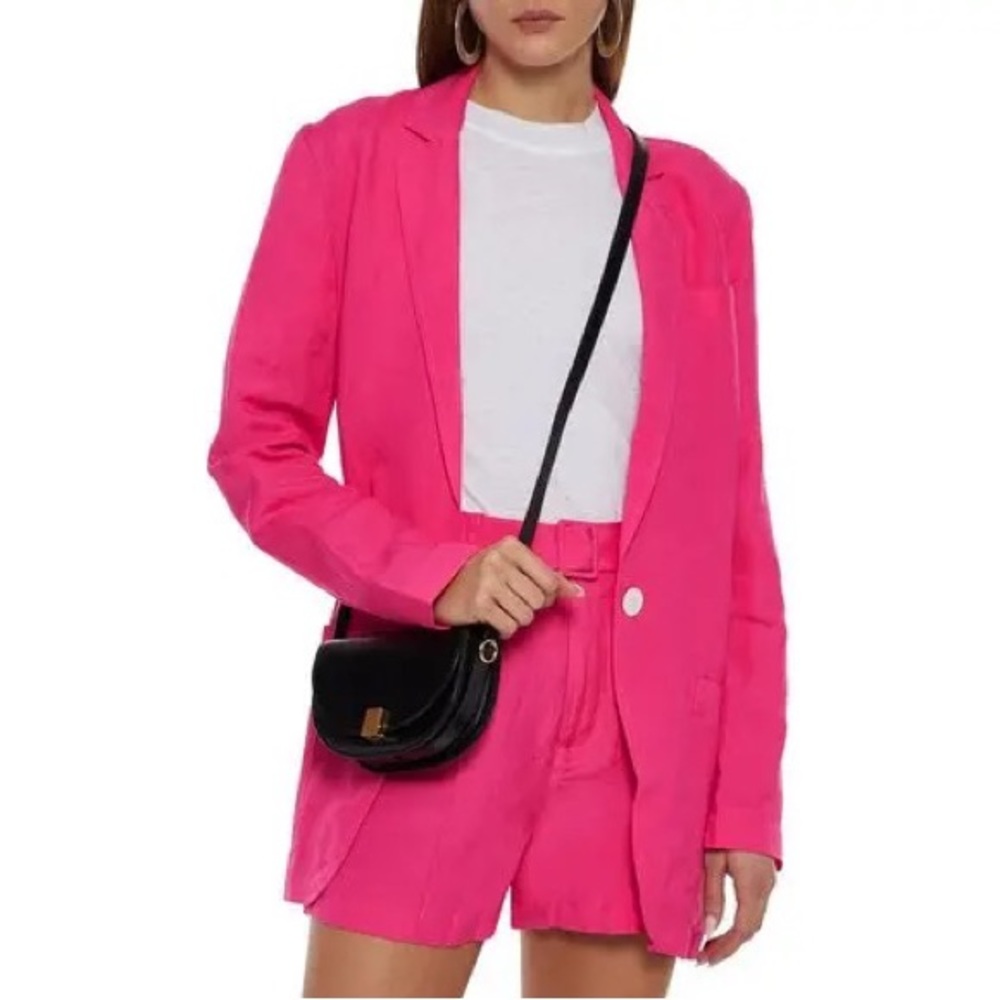 Solid & Striped Woman Beach Linen Blend Blazer Pink Fuchsia Size Small